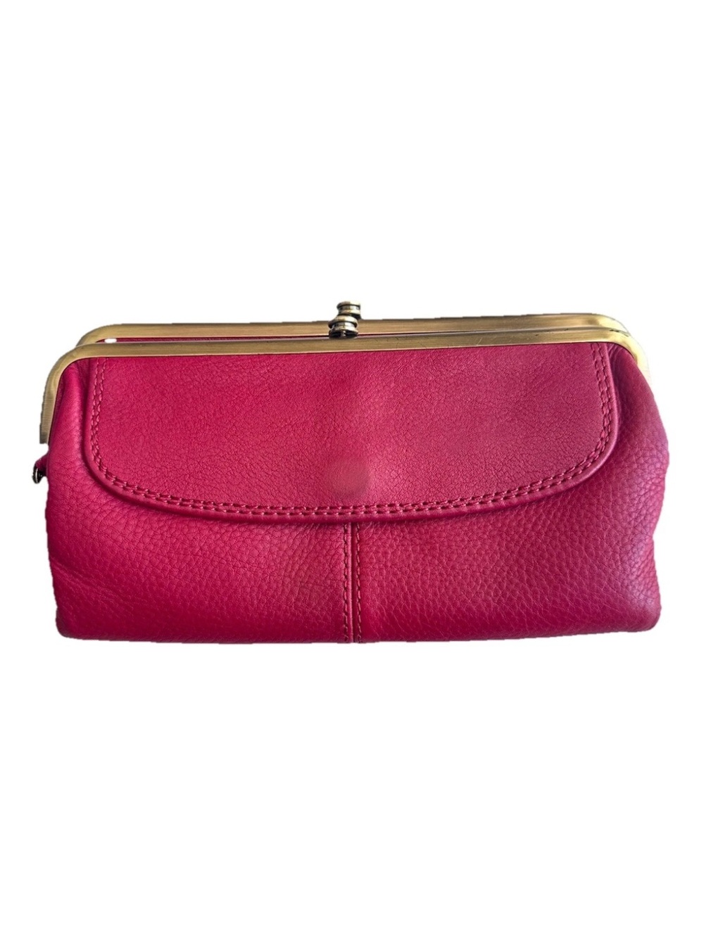 Hobo Womens red Leather Kiss-Lock Clutch Wallet